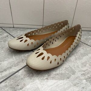 LC Lauren Conrad Cream Scalloped Ballet Flats